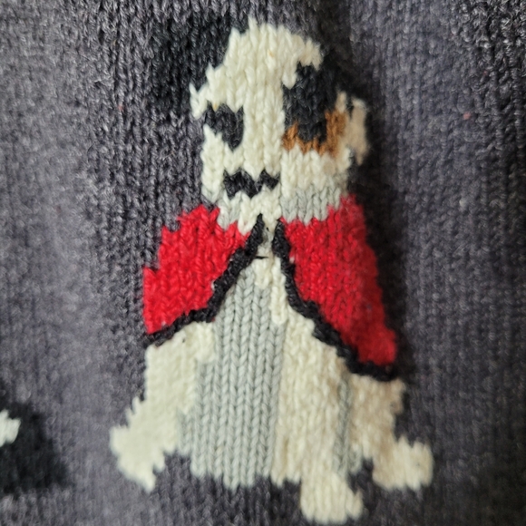 Talbots Vintage Dog Print Cardigan Sweater Full Zip Ramie Cotton Preppy Size S - Picture 4 of 11